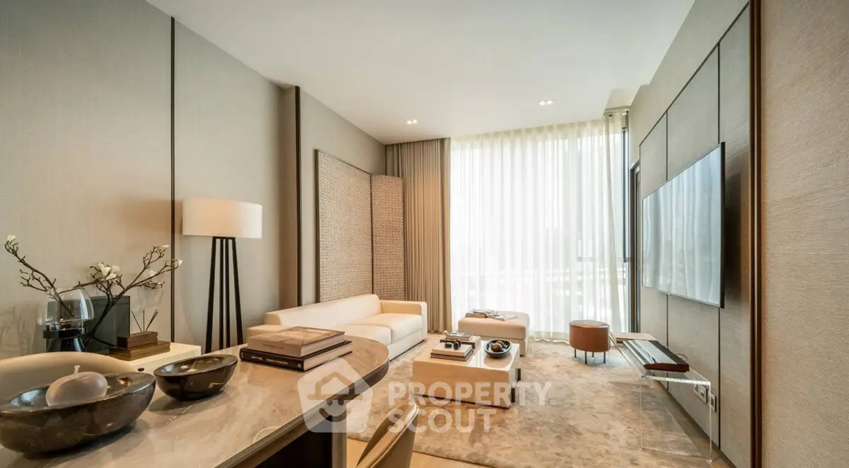 Luxurious modern living room with elegant decor and natural light