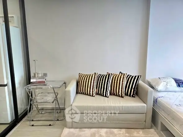 Modern living space with cozy sofa and stylish decor