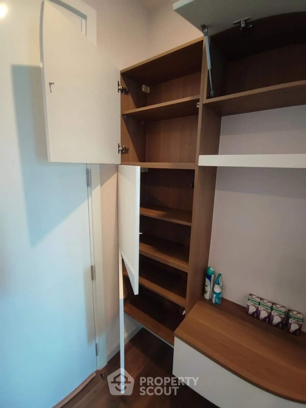 Spacious modern storage cabinet with open shelving and sleek design
