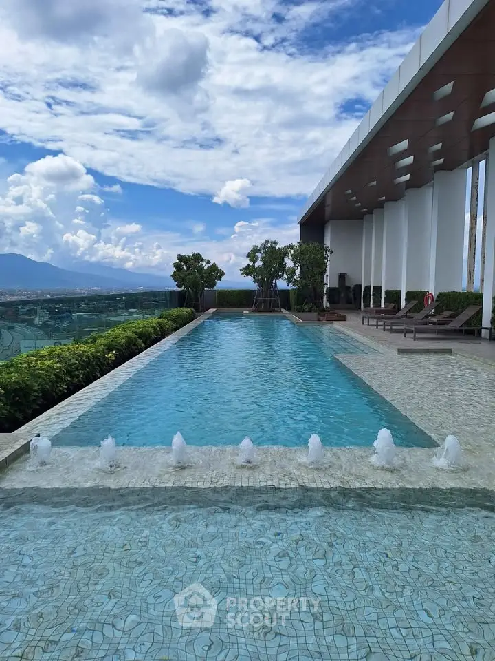 Luxurious rooftop pool with stunning mountain views and modern design