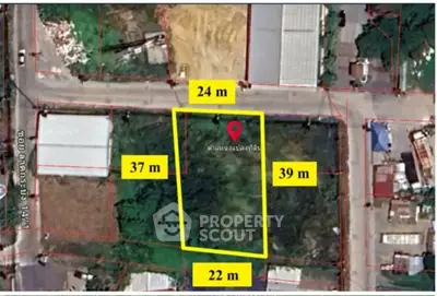 Prime real estate plot with dimensions in a strategic location for development.