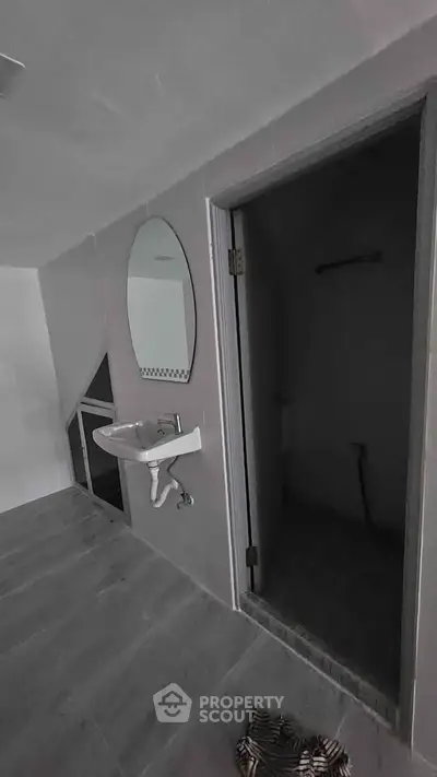 Modern bathroom with minimalist design and sleek fixtures