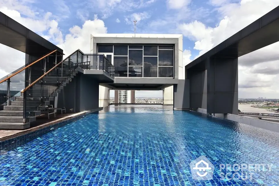 Stunning rooftop infinity pool with panoramic city views and modern architecture.