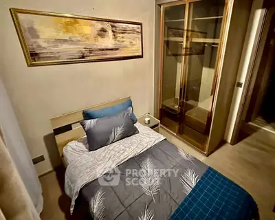 Cozy bedroom with modern decor and spacious wardrobe