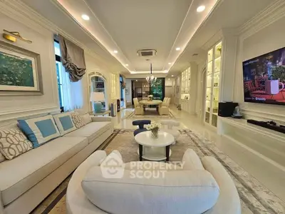 Luxurious living room with elegant decor and spacious seating area