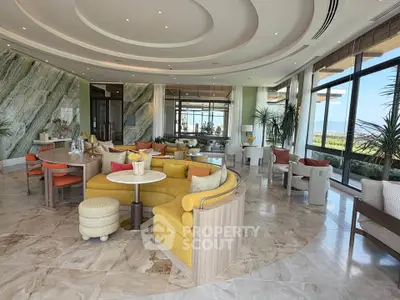 Luxurious modern living room with panoramic views and elegant decor