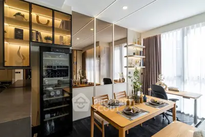 Modern dining area with elegant decor and natural light