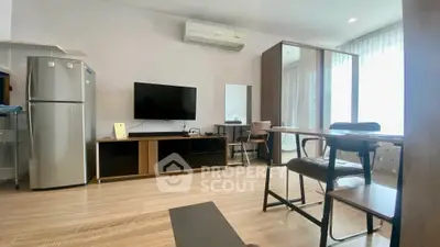 Modern living room with sleek furniture and natural light