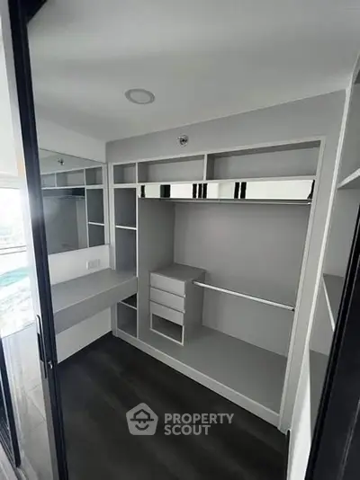 Spacious walk-in closet with modern shelving and storage solutions