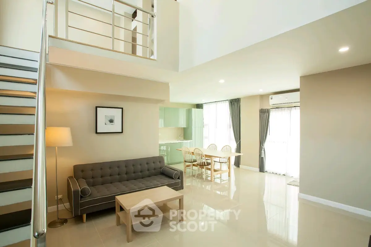 Spacious modern living room with open layout and elegant decor