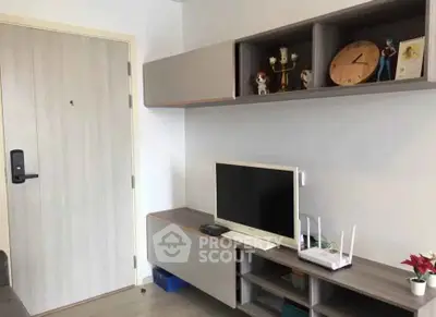 Modern living room with sleek TV unit and stylish decor
