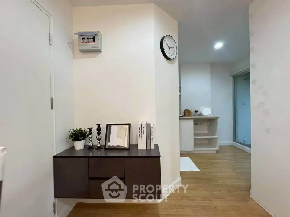 Modern interior with stylish decor and wooden flooring