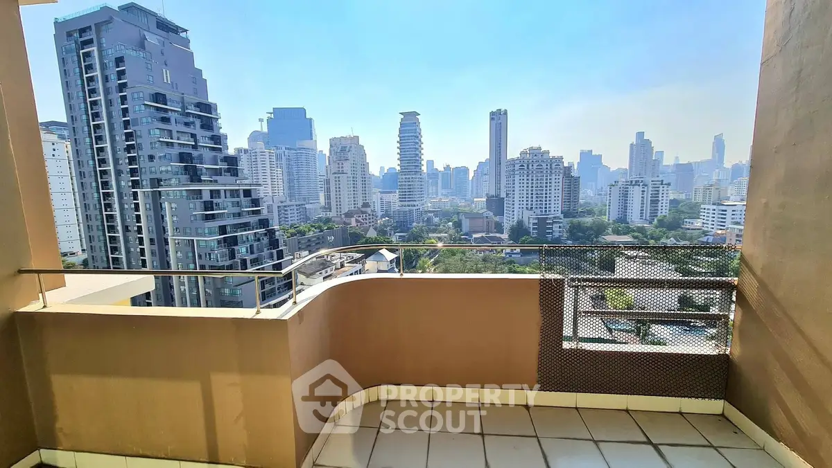 Stunning cityscape view from a high-rise balcony, perfect for urban living enthusiasts.