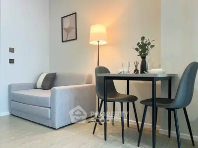 Cozy modern living room with stylish furniture and ambient lighting