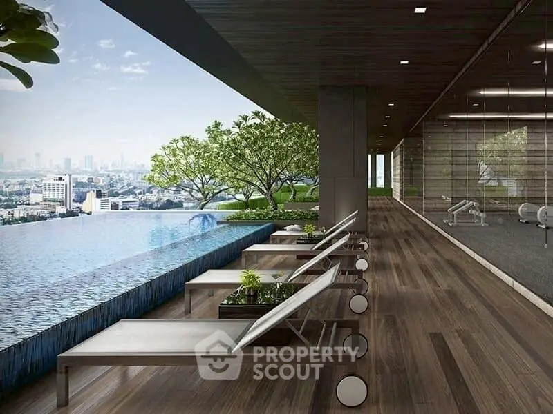 Luxurious rooftop pool with stunning city view and modern gym facilities.
