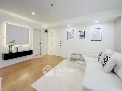 Modern living room with stylish decor and cozy seating area