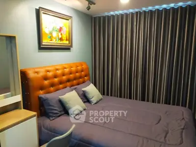 Cozy bedroom with modern decor and plush bedding