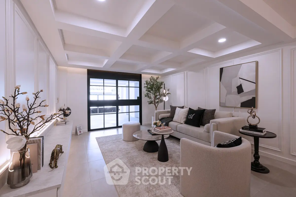 Luxurious modern living room with elegant decor and natural light