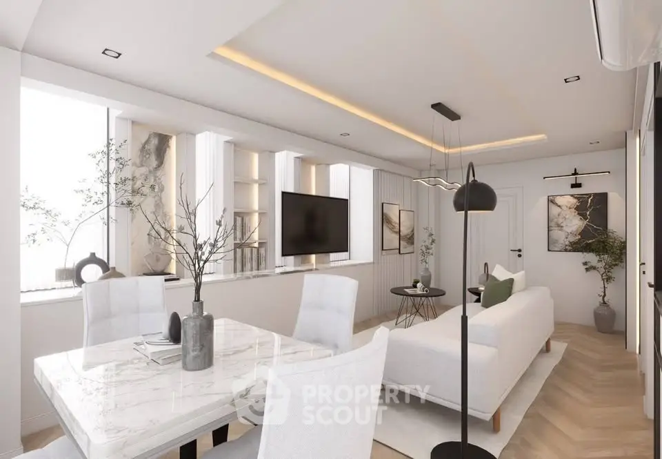 Modern living room with elegant decor and natural light