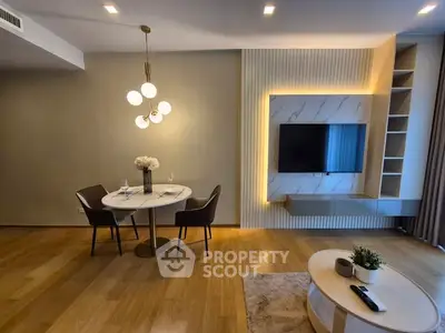 Modern living room with stylish decor and elegant lighting
