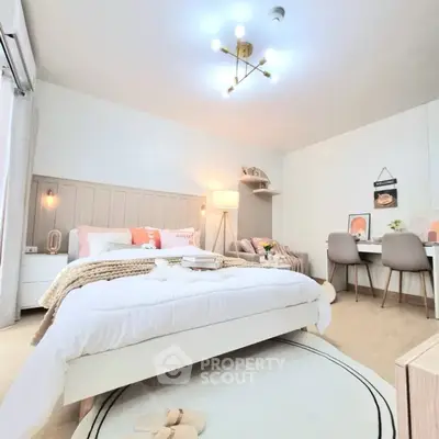 Chic and cozy bedroom with modern decor and stylish lighting