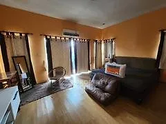 Cozy living room with warm lighting and comfortable seating
