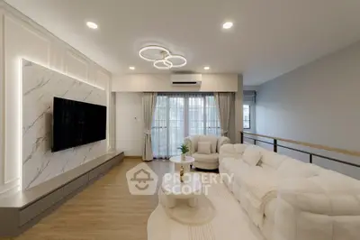 Luxurious modern living room with elegant lighting and plush seating