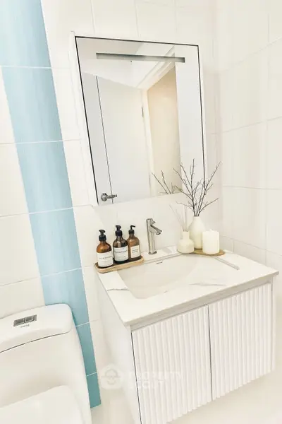 Modern bathroom with sleek vanity and stylish decor