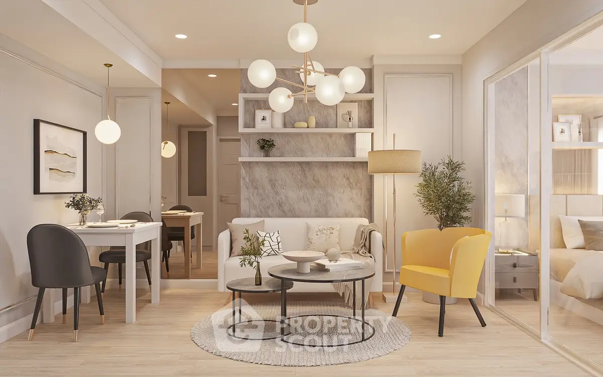 Modern living room with stylish decor and open layout