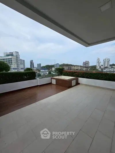 Spacious balcony with stunning city view and modern design