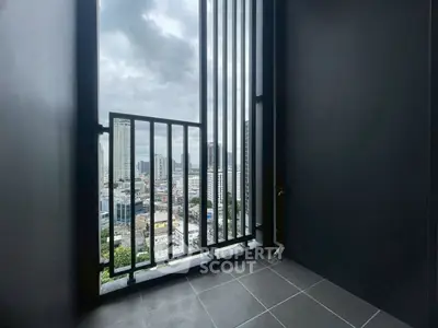 Urban balcony with cityscape view, perfect for modern living enthusiasts.