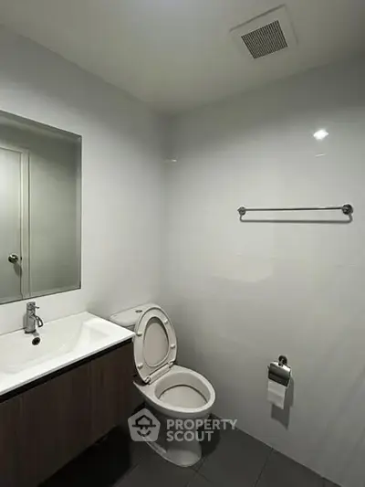 Modern bathroom with sleek fixtures and minimalist design