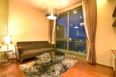 Modern living room with city view and stylish decor