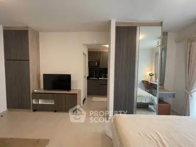 Modern studio apartment with open layout and stylish furnishings