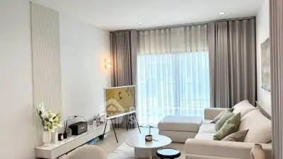 Modern living room with stylish decor and natural light