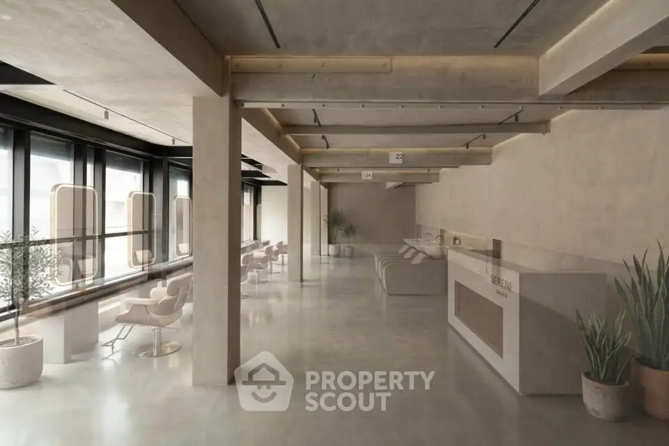 Modern office lobby with sleek design and natural light