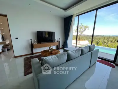 Luxurious living room with panoramic view and modern decor