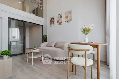 Modern living room with stylish decor and open layout in a bright apartment