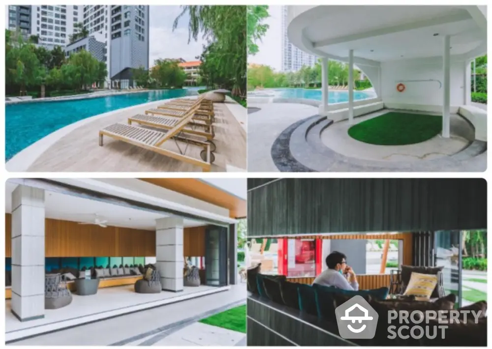 Luxurious condo amenities with pool, lounge, and modern design for ultimate relaxation and comfort.