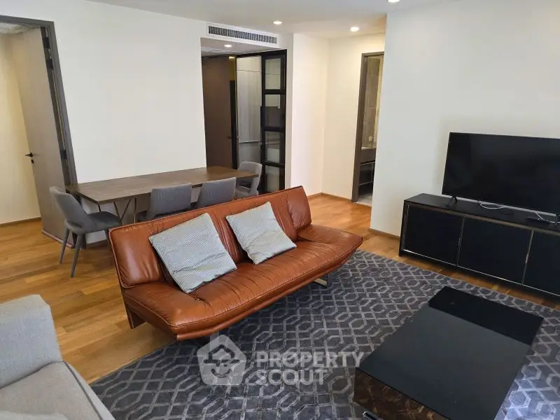 Modern living room with stylish furniture and open layout