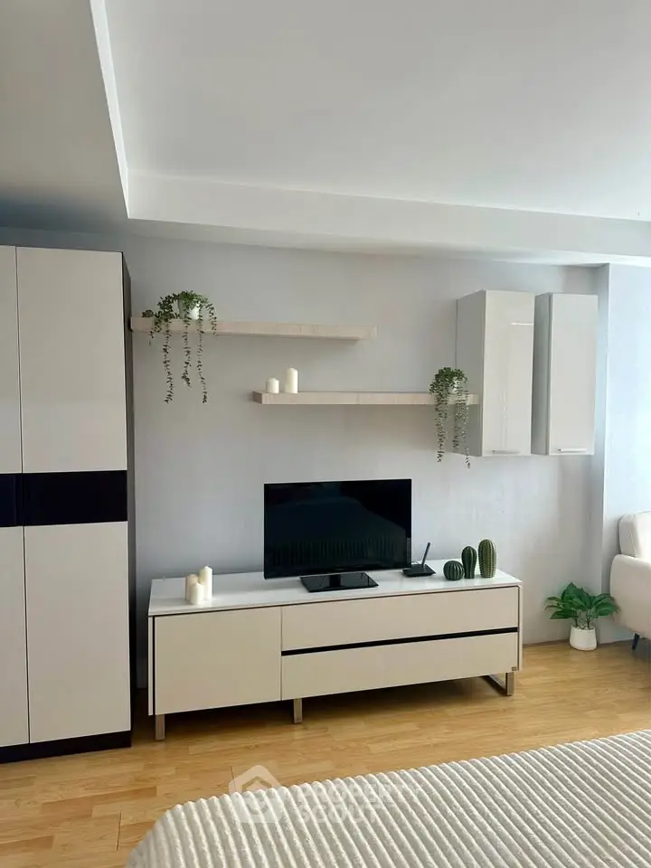 Modern living room with sleek furniture and minimalist decor