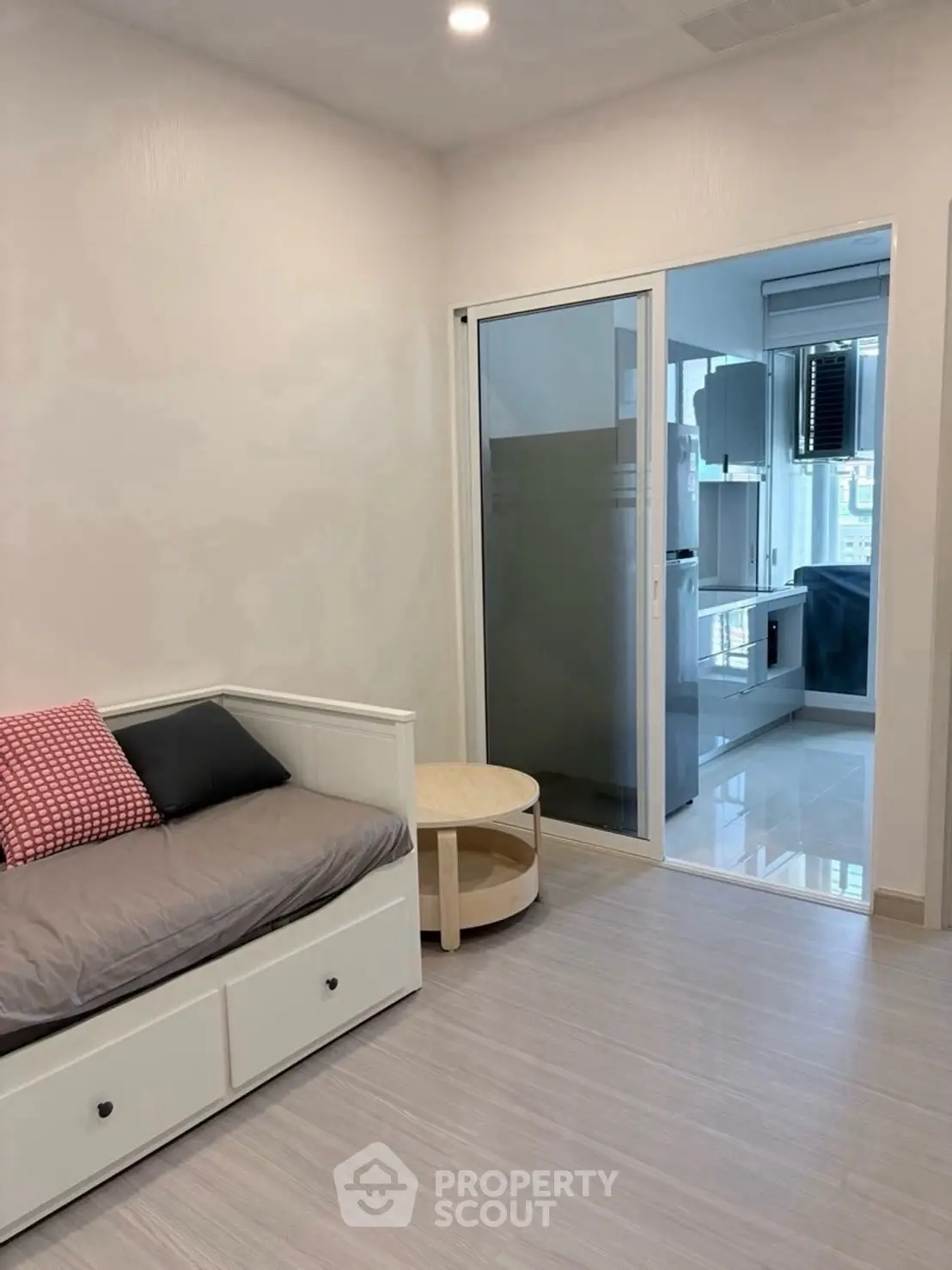 Modern studio apartment with sleek design and cozy furnishings