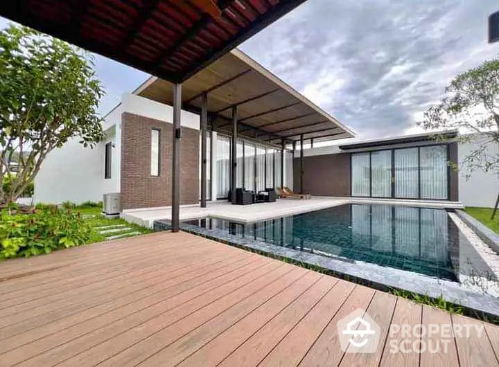 Luxurious modern villa with private pool and spacious deck area