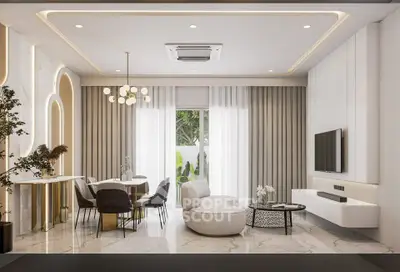 Luxurious modern living room with elegant decor and natural light
