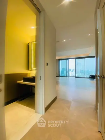 Luxurious apartment with stunning city view and elegant interior design