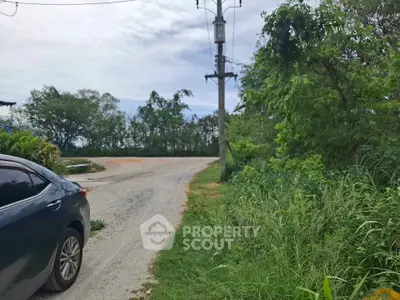 Scenic rural road with lush greenery and parked car, ideal for tranquil living.