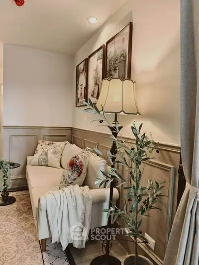 Charming living room with elegant decor and cozy seating area