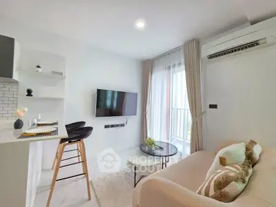 Modern living room with stylish decor and natural light