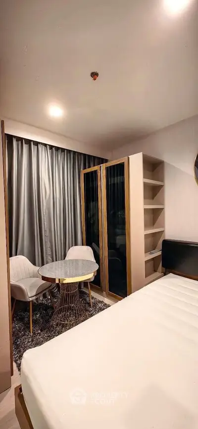 Cozy bedroom with modern furniture and stylish decor