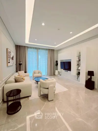 Luxurious modern living room with elegant decor and spacious layout